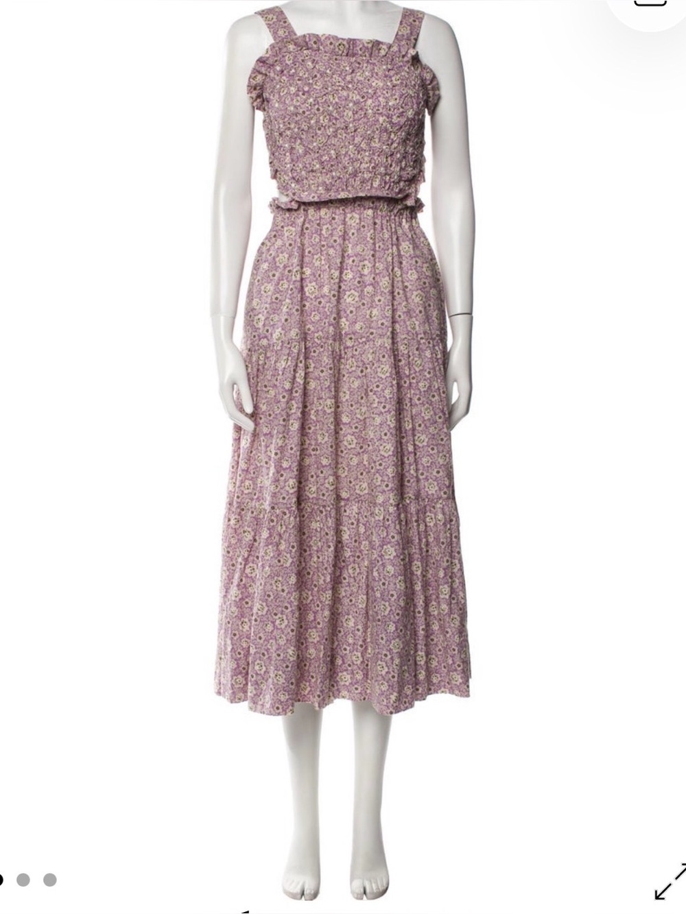 SEA NY xs Sleeveless Floral Smocked Midi Dress in Lavender